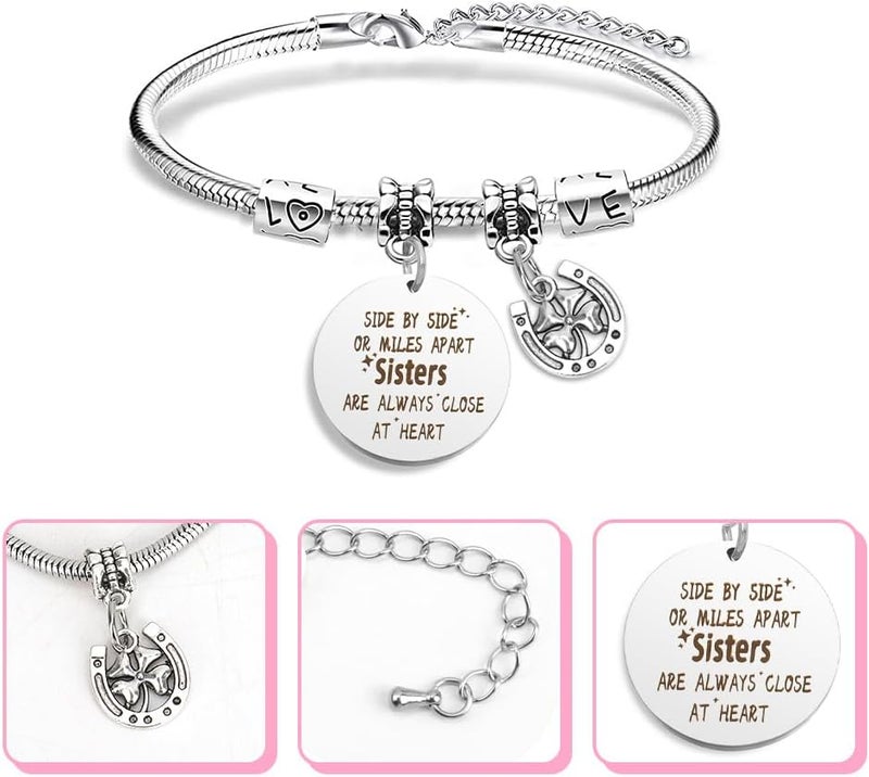 EGHTvmok Sister Birthday Gifts Christmas Mothers Day Sisters Graduation Valentines Bracelet Sunflower,Butterfly,Elephant - Image 2